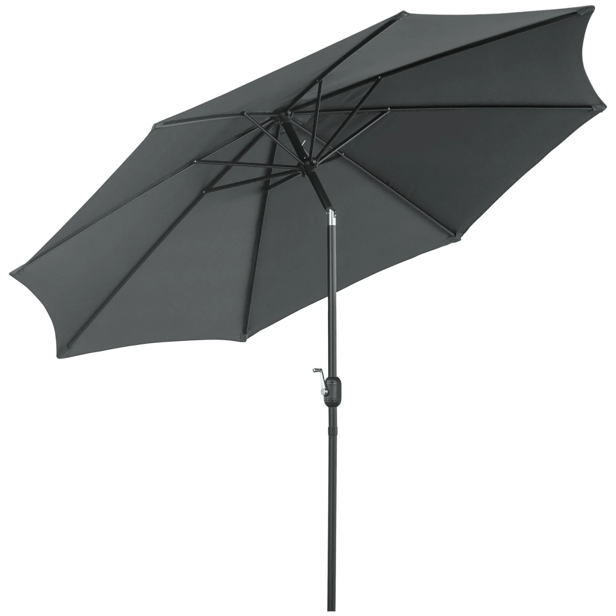 3x2.5 m Tilting Garden Umbrella with Crank Handle, Metal and Polyester, Dark Grey