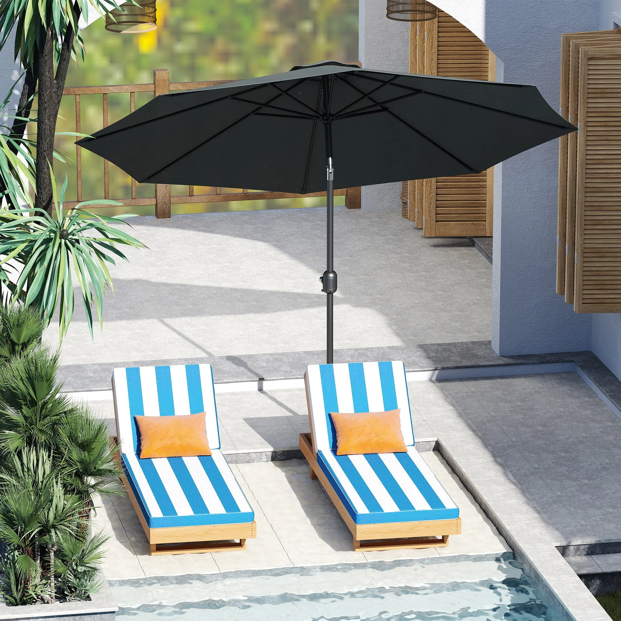3x2.5 m Tilting Garden Umbrella with Crank Handle, Metal and Polyester, Dark Grey - Image 2