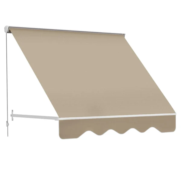 180x70cm Drop-Down Awning with Roller Blind and Adjustable Angle 0-120°, Beige