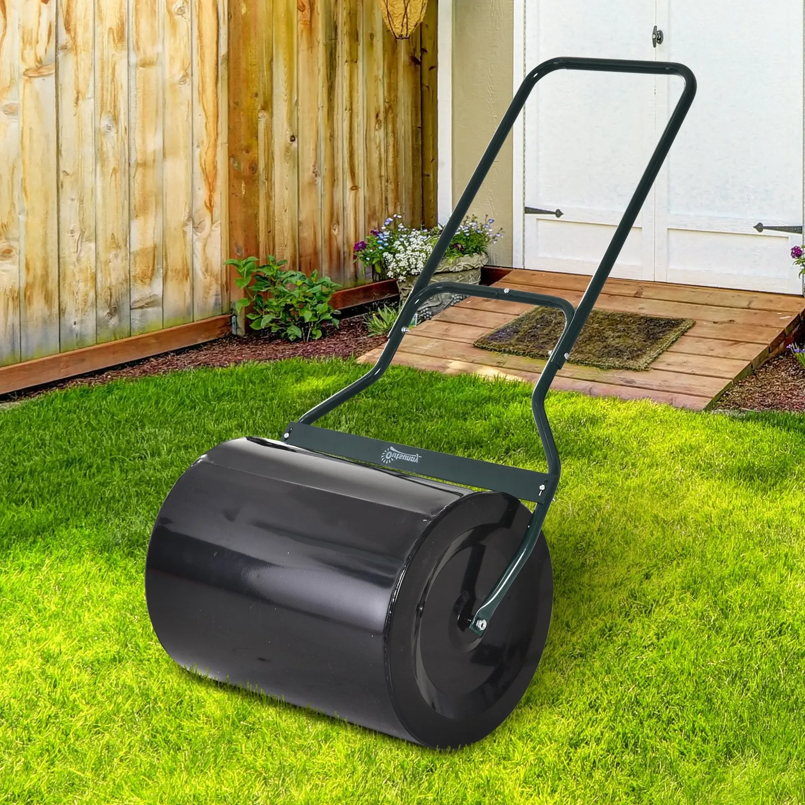 Waterproof Metal Garden Roller in Black, Up to 60 Litre Reservoir (Water or Sand), 57x40x123cm - Image 2