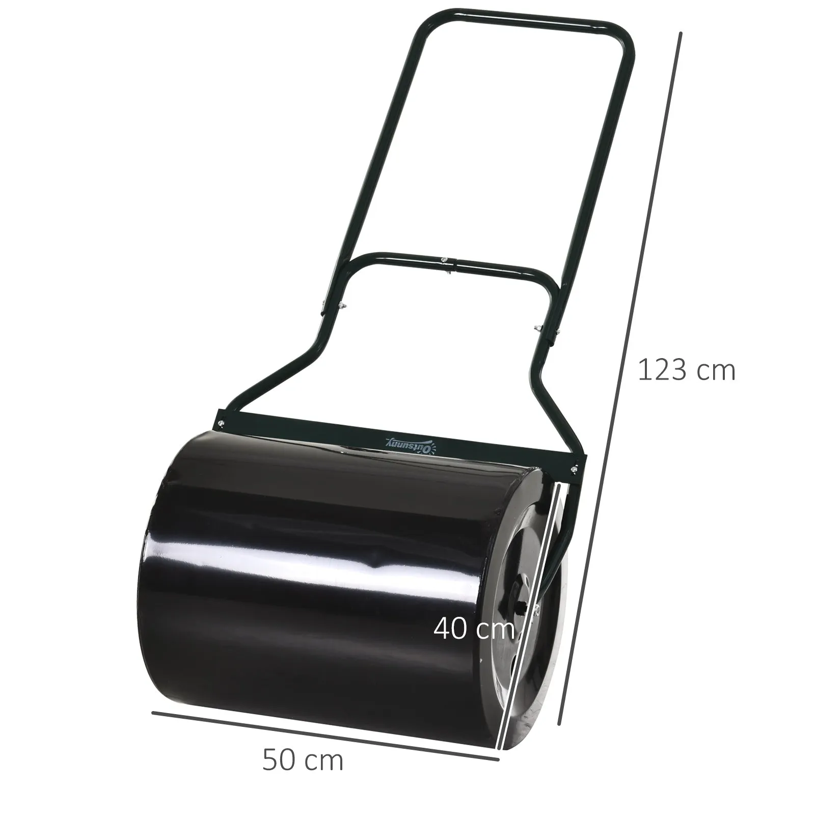 Waterproof Metal Garden Roller in Black, Up to 60 Litre Reservoir (Water or Sand), 57x40x123cm - Image 3