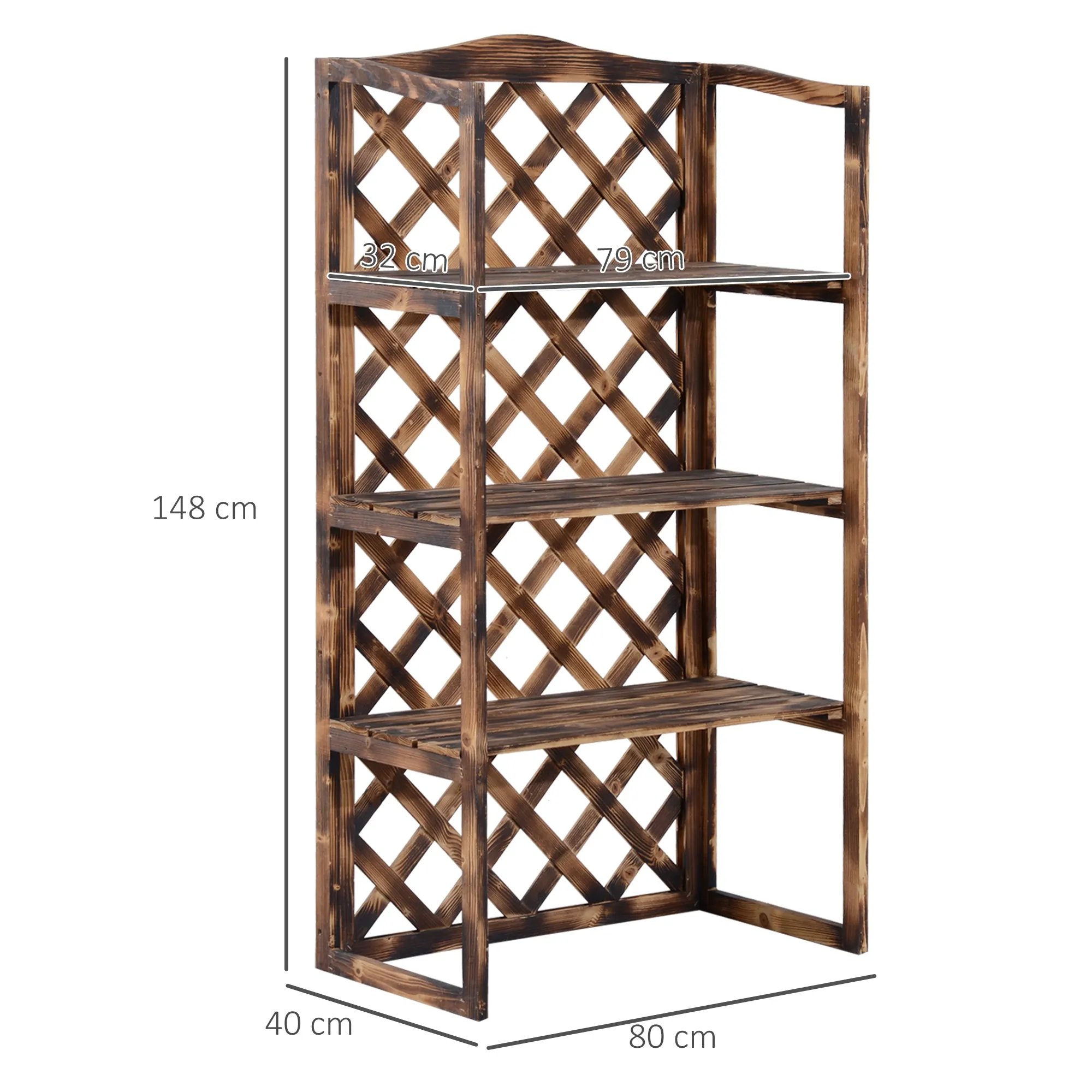 3-Tier Fir Wood Outdoor Plant Stand, Indoor and Outdoor Plant Holder, Balcony Planter, 80x40x148cm - Image 3