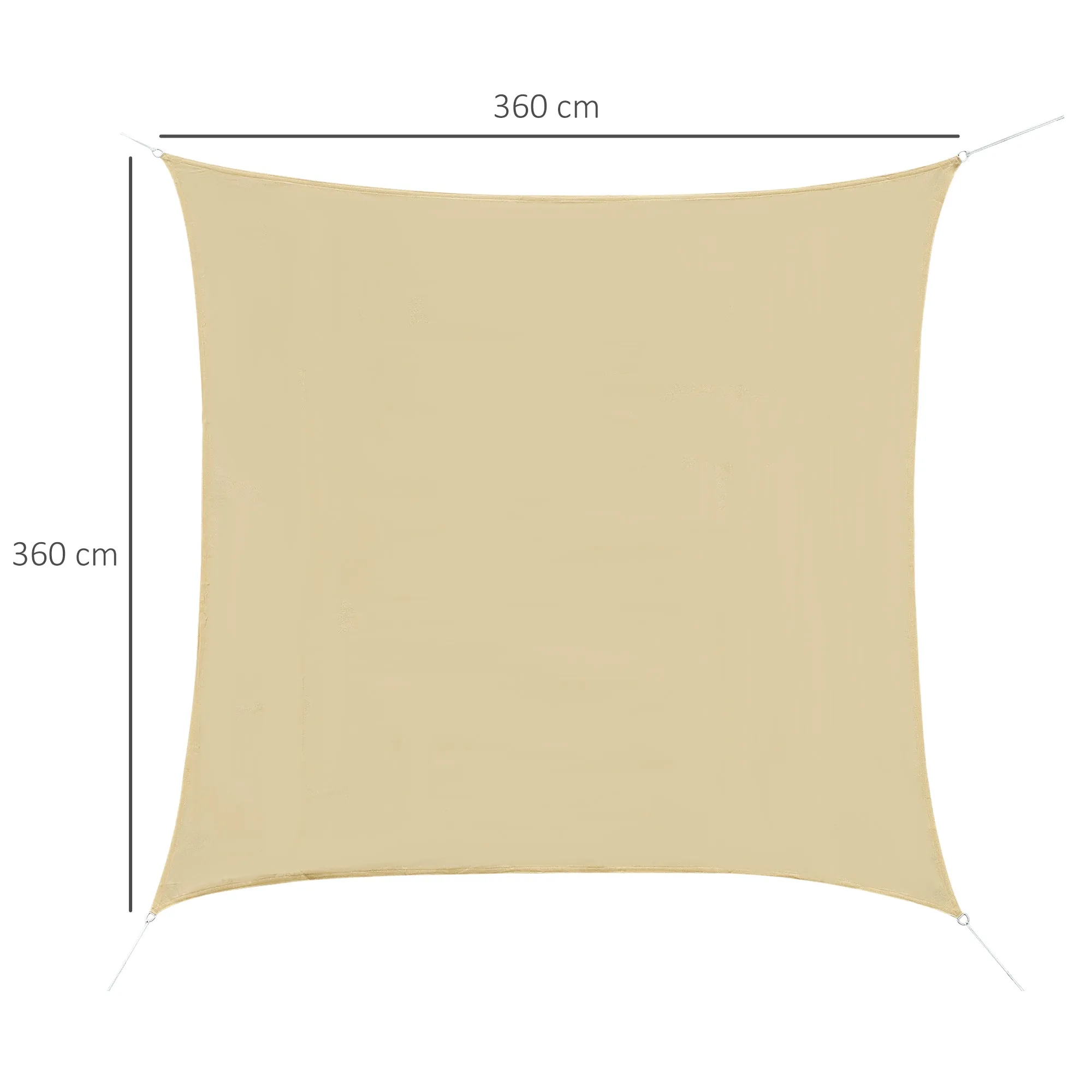 Square Outdoor Sun Shade Awning in Breathable HDPE, 95% UV Protection, 360x360 cm - Image 3