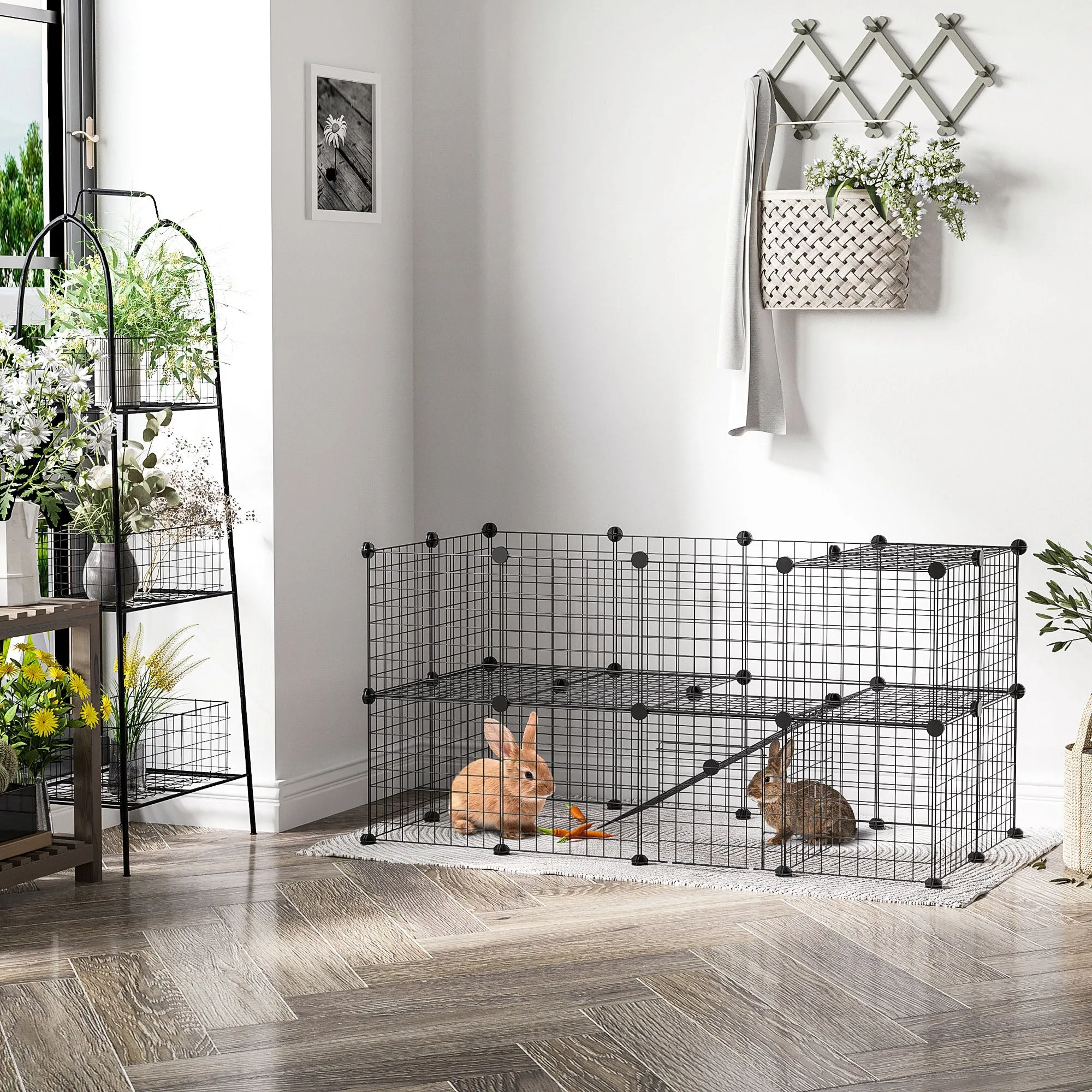 Metal Playpen for Small Pets with 36 Metal Panels to Assemble in Your Preferred Shape and Configuration and with Door - Image 2