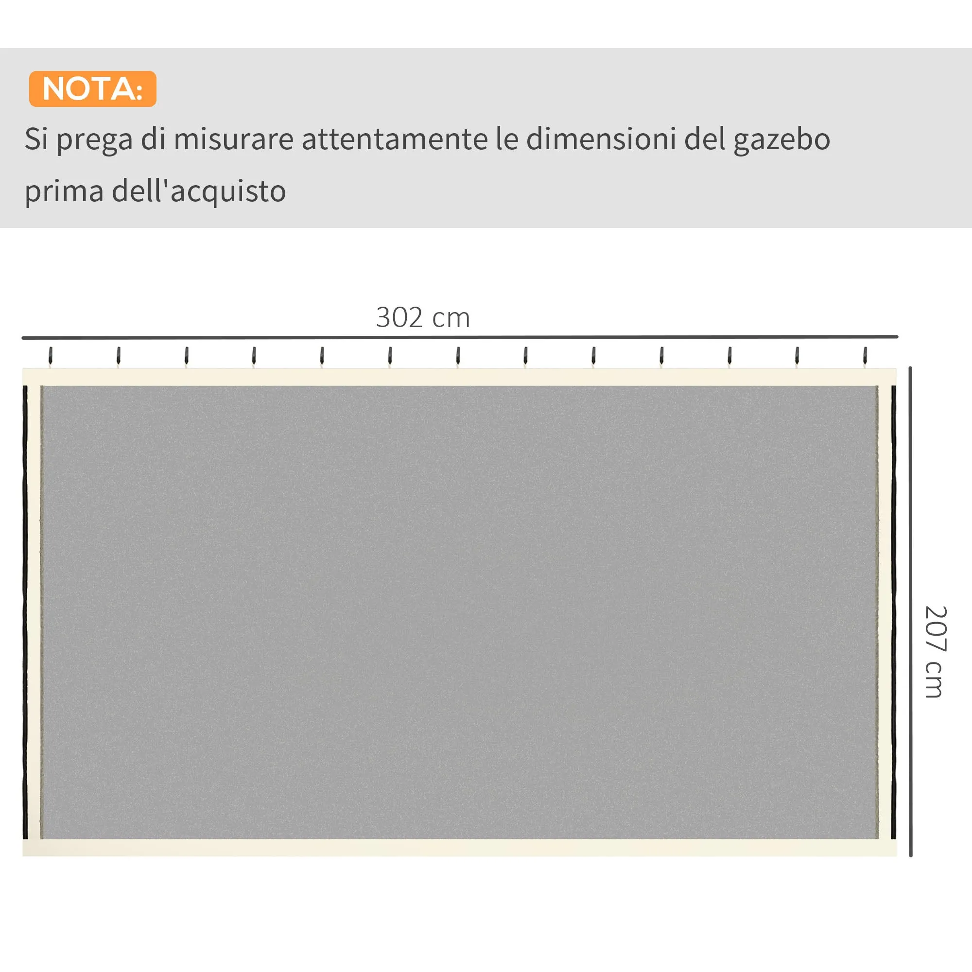 Universal Replacement Gazebo Mosquito Net with Zippers, 302x207cm - Black and Beige - Image 3