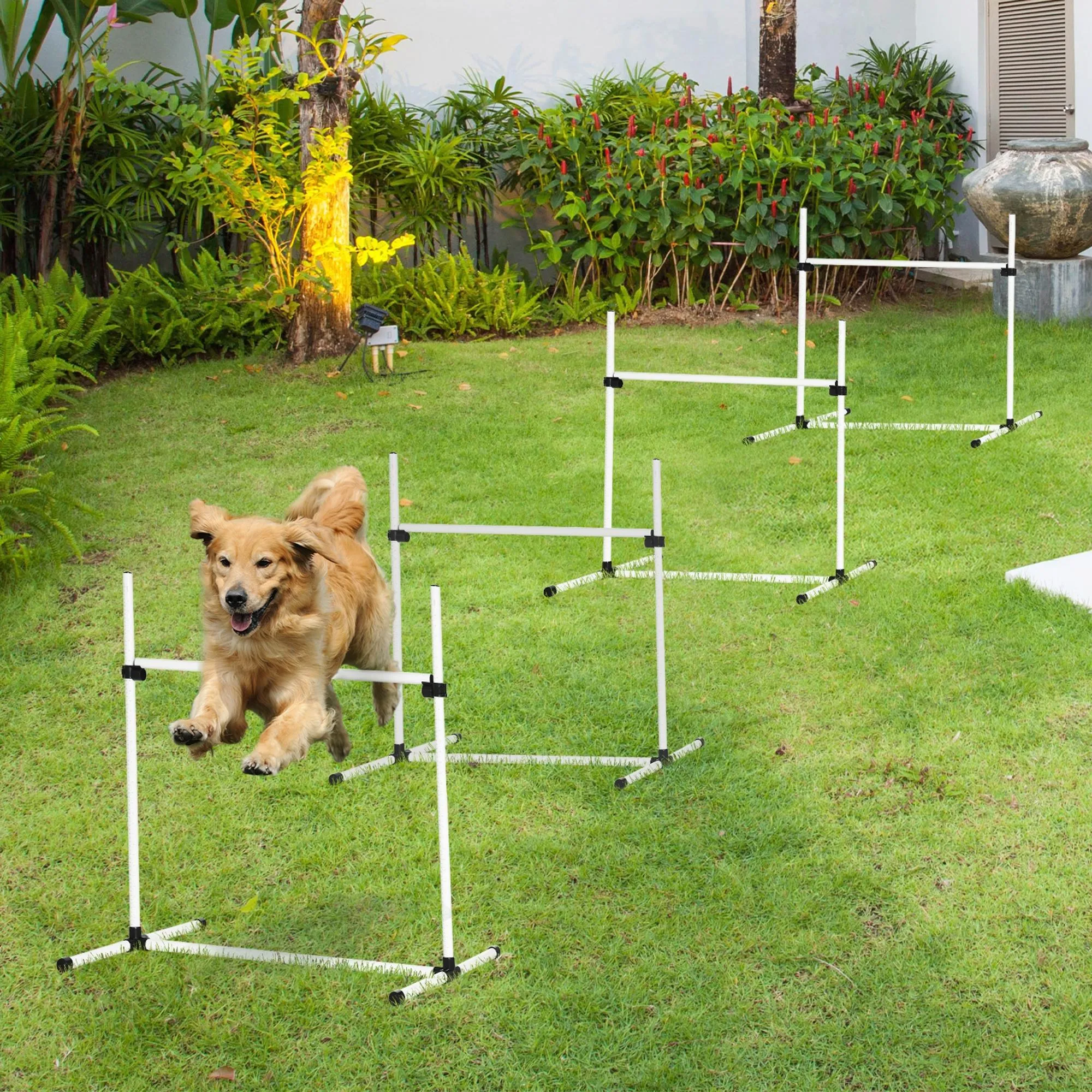 Set of 4 Agility Dog Training Hurdles with Carry Bag, Adjustable Horizontal Bar Height, 99x65x94cm - Image 2