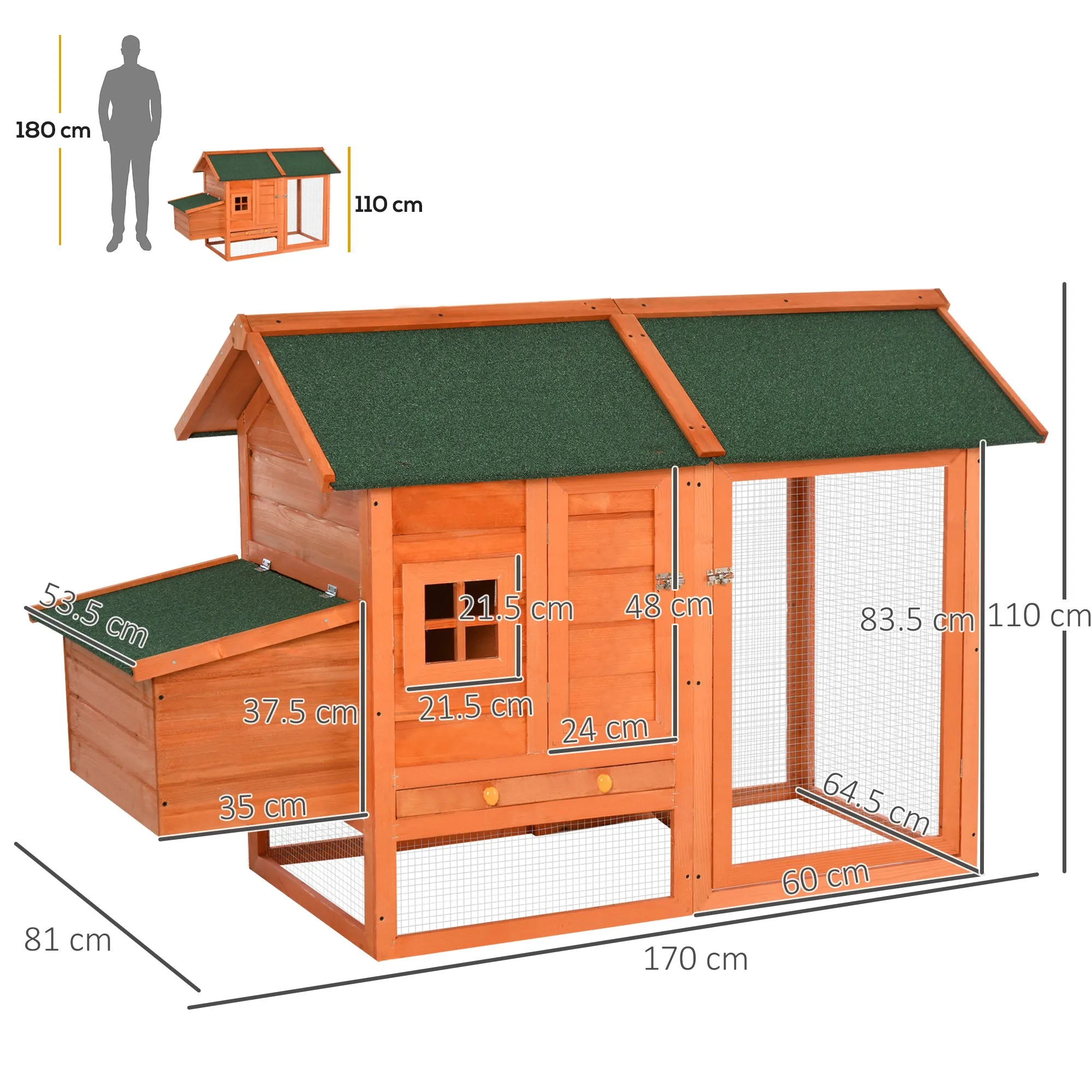 Prefabricated Wooden Chicken Coop with Nesting Box and Removable Tray - Image 3