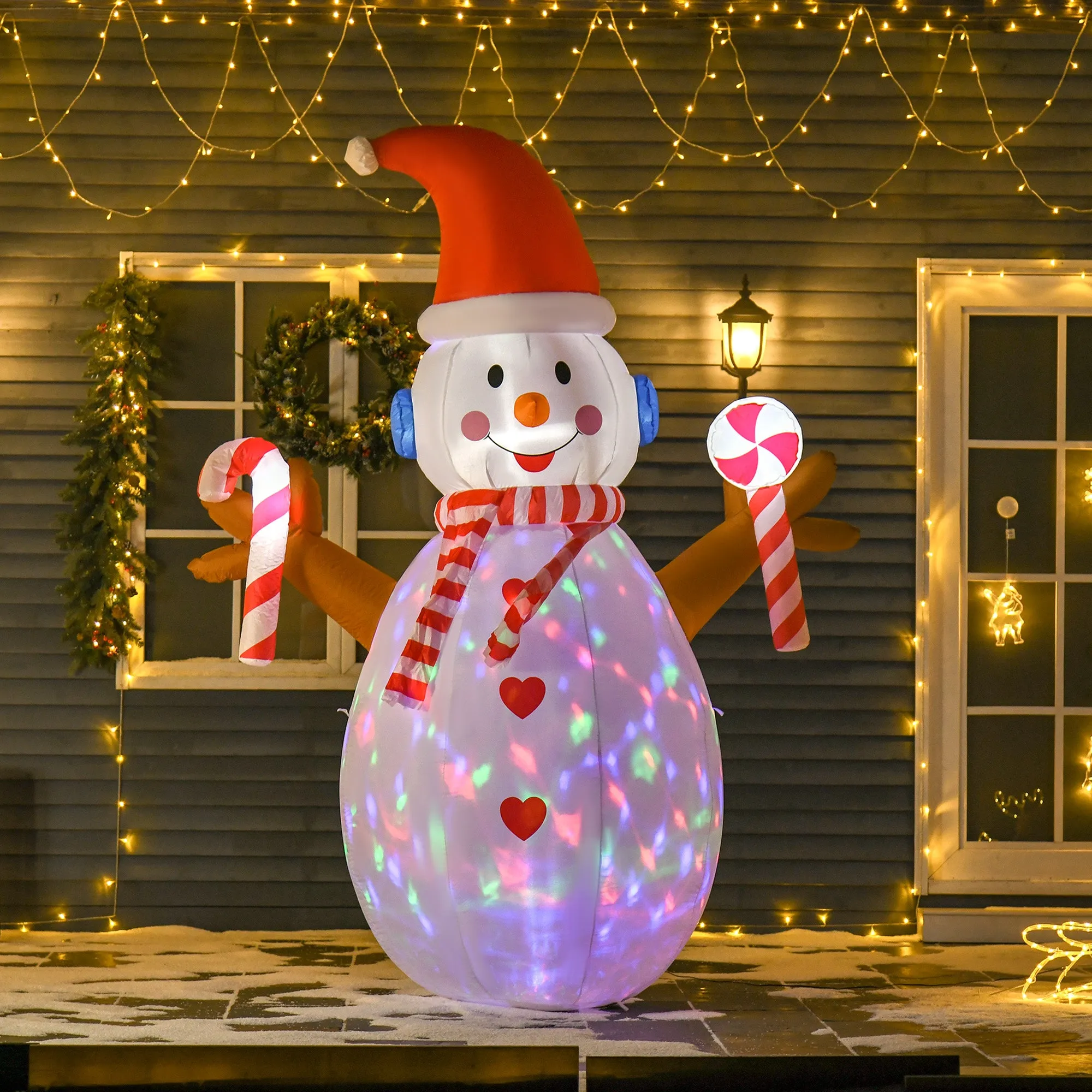 240cm Inflatable Snowman, Outdoor Christmas Decoration with LED Lights, Waterproof Polyester, IP44 - Image 2