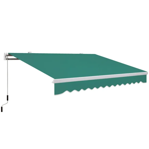 4x2.5m Hand Cranked Metal and Aluminum Outdoor Awning, Dark Green