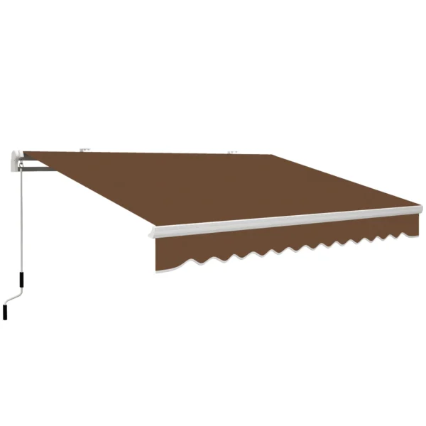 4x2.5m Hand Cranked Metal and Aluminum Outdoor Awning, Rust Red