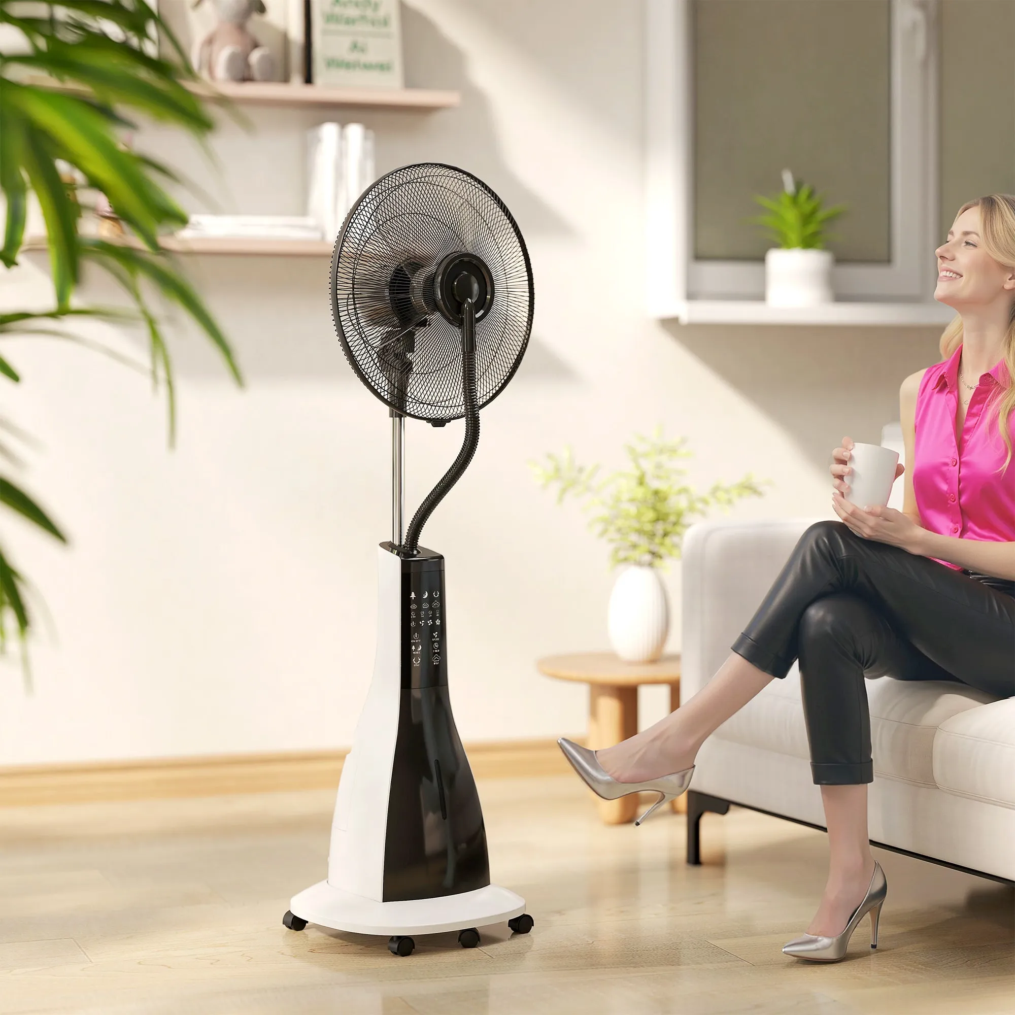 3L Misting Fan with 3 Modes and 3 Speeds, Made of Plastic and Metal, 50x40x125 cm, White and Black - Image 2