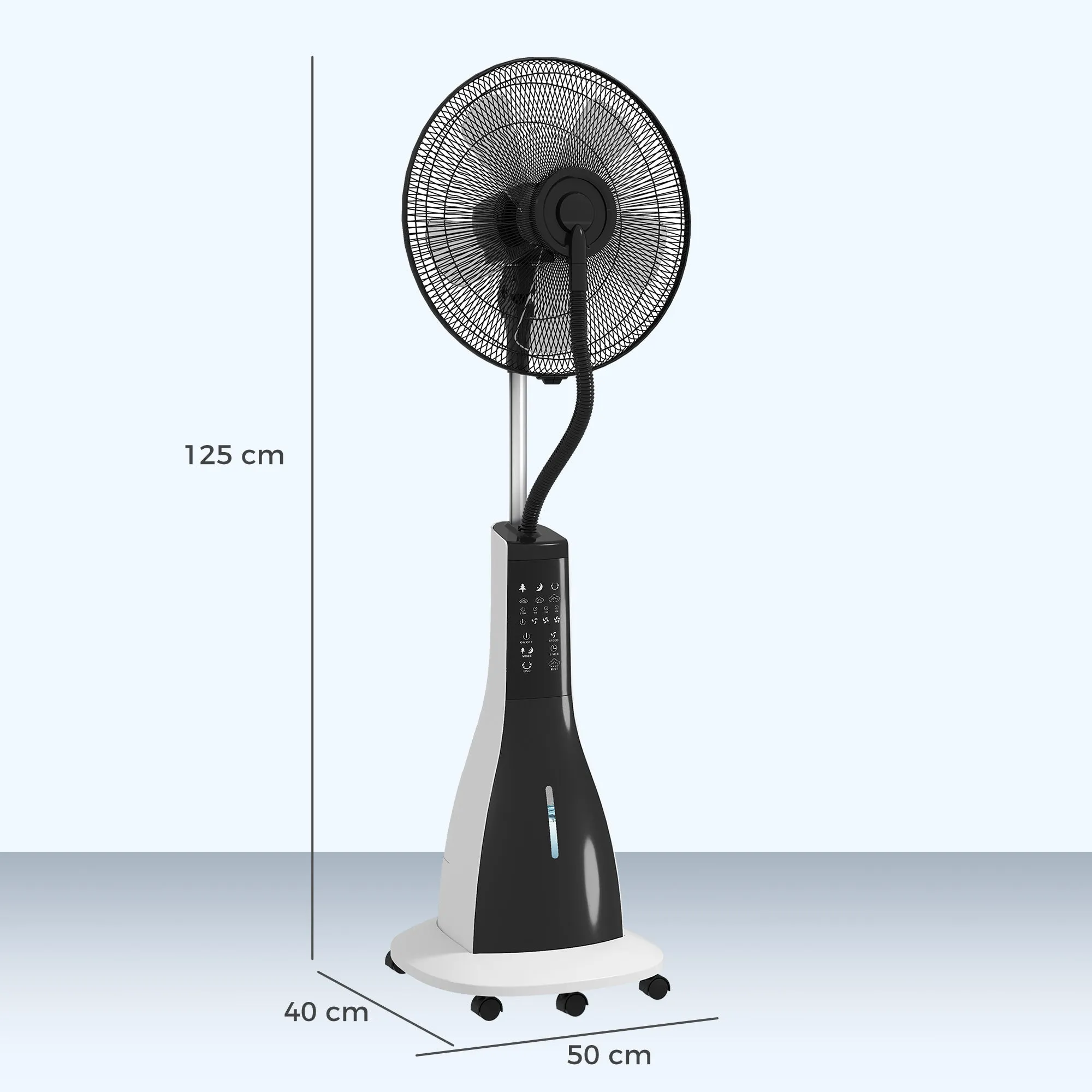 3L Misting Fan with 3 Modes and 3 Speeds, Made of Plastic and Metal, 50x40x125 cm, White and Black - Image 3