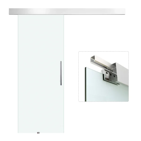 Sliding Glass Door in satin glass with track | 90x205cm