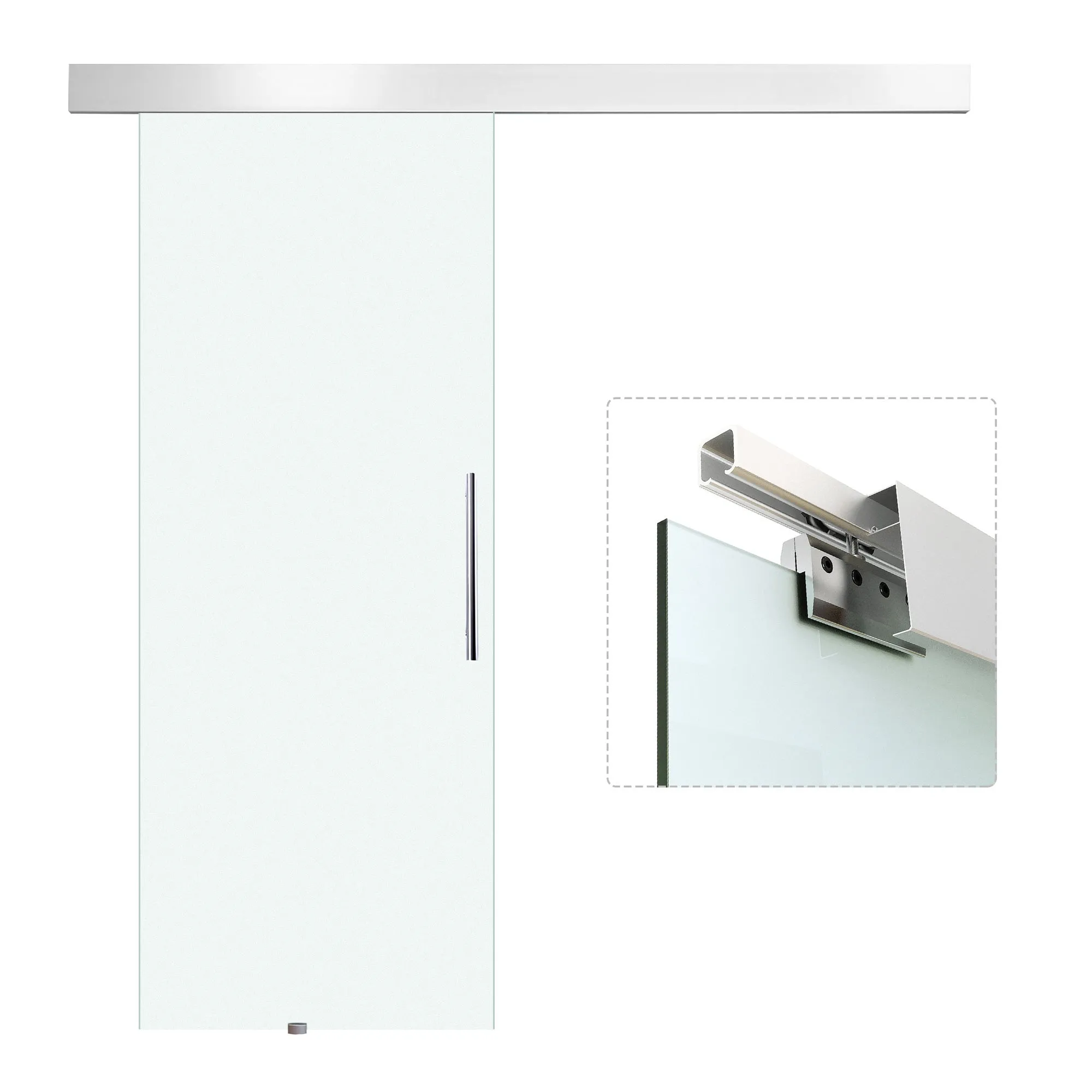Sliding Glass Door in satin glass with track | 90x205cm