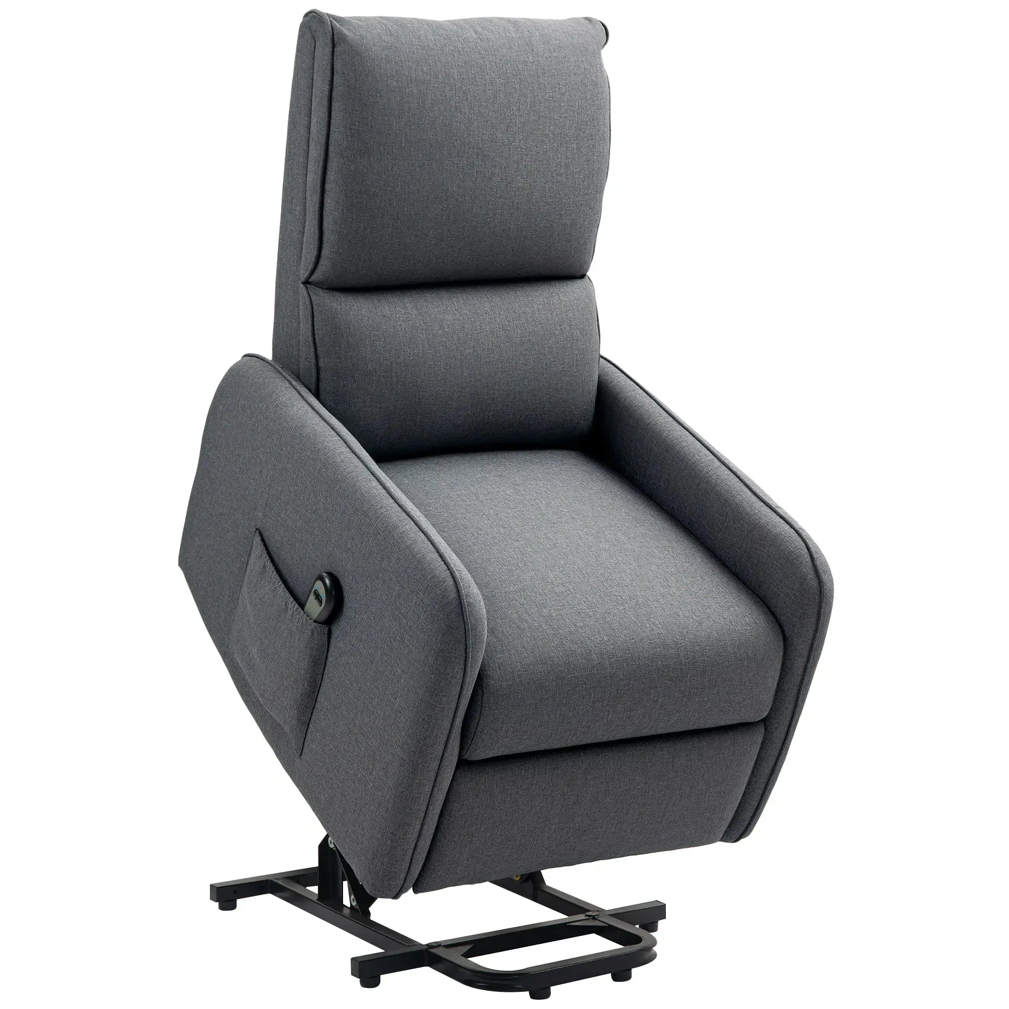 Electric Lift Recliner Chair with Remote Control and Fabric Pocket, Charcoal Grey - Image 2