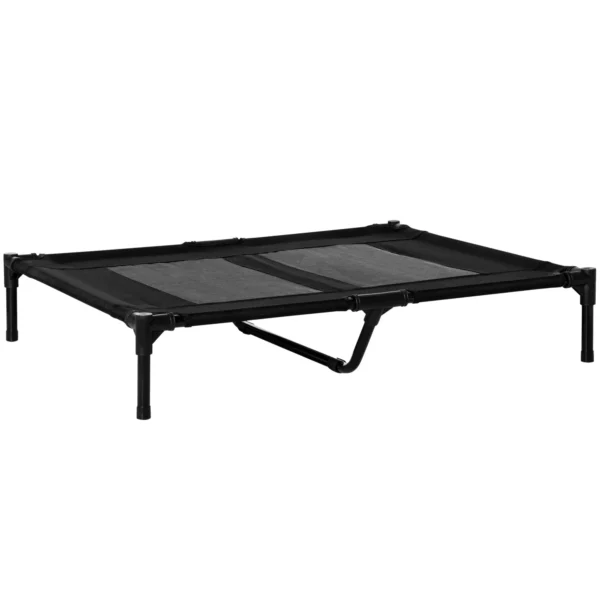 Large Dog Bed in Metal and Oxford Fabric with Carry Bag, 92x76x18cm, Black