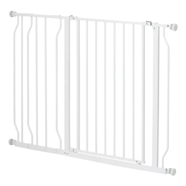Steel and ABS Dog Safety Gate, Extendable 75-115cm for Stairs and Doorways, White