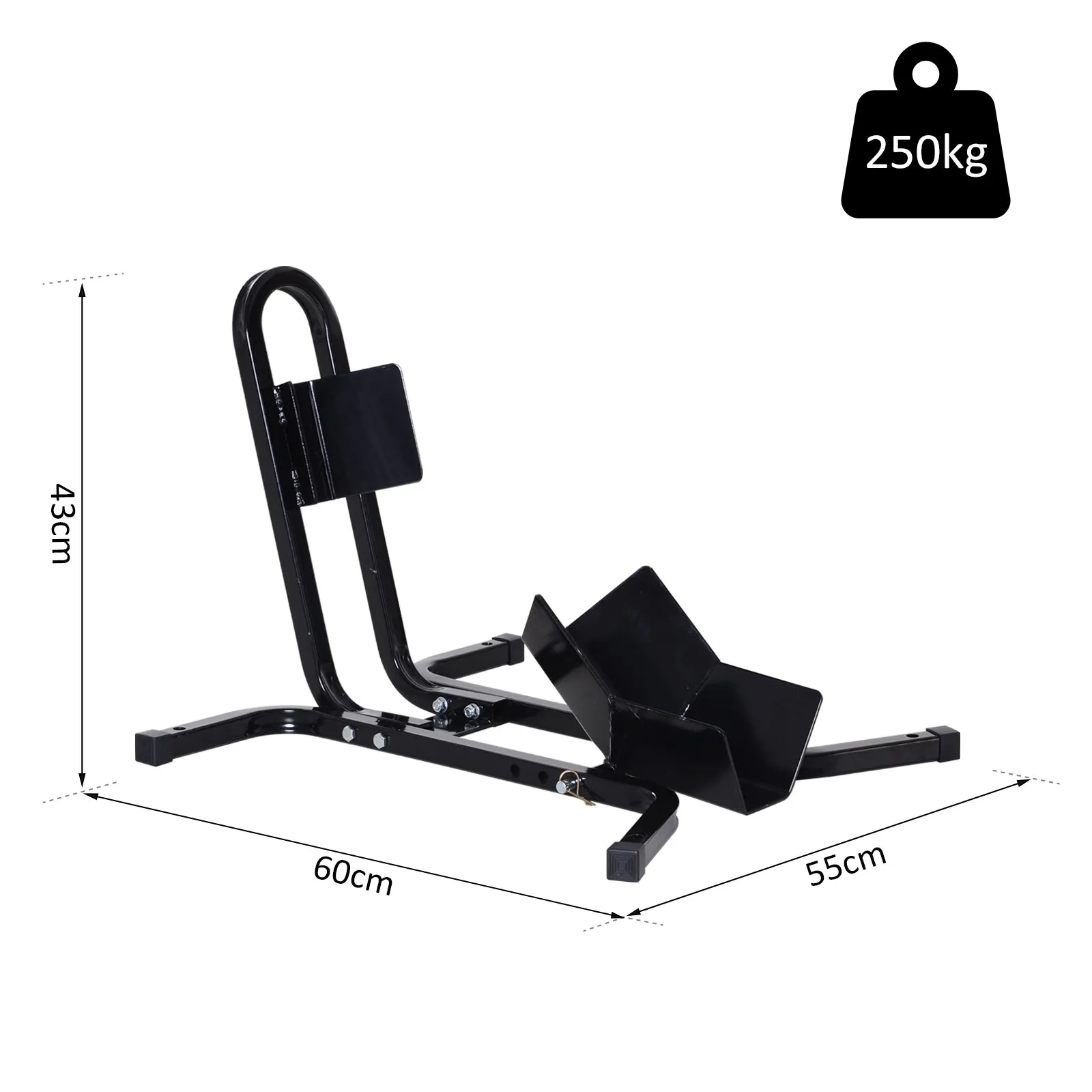 Adjustable Motorcycle Wheel Chock on 3 Levels, 250 kg max, Metal, 60x55x43 cm, Black - Image 3