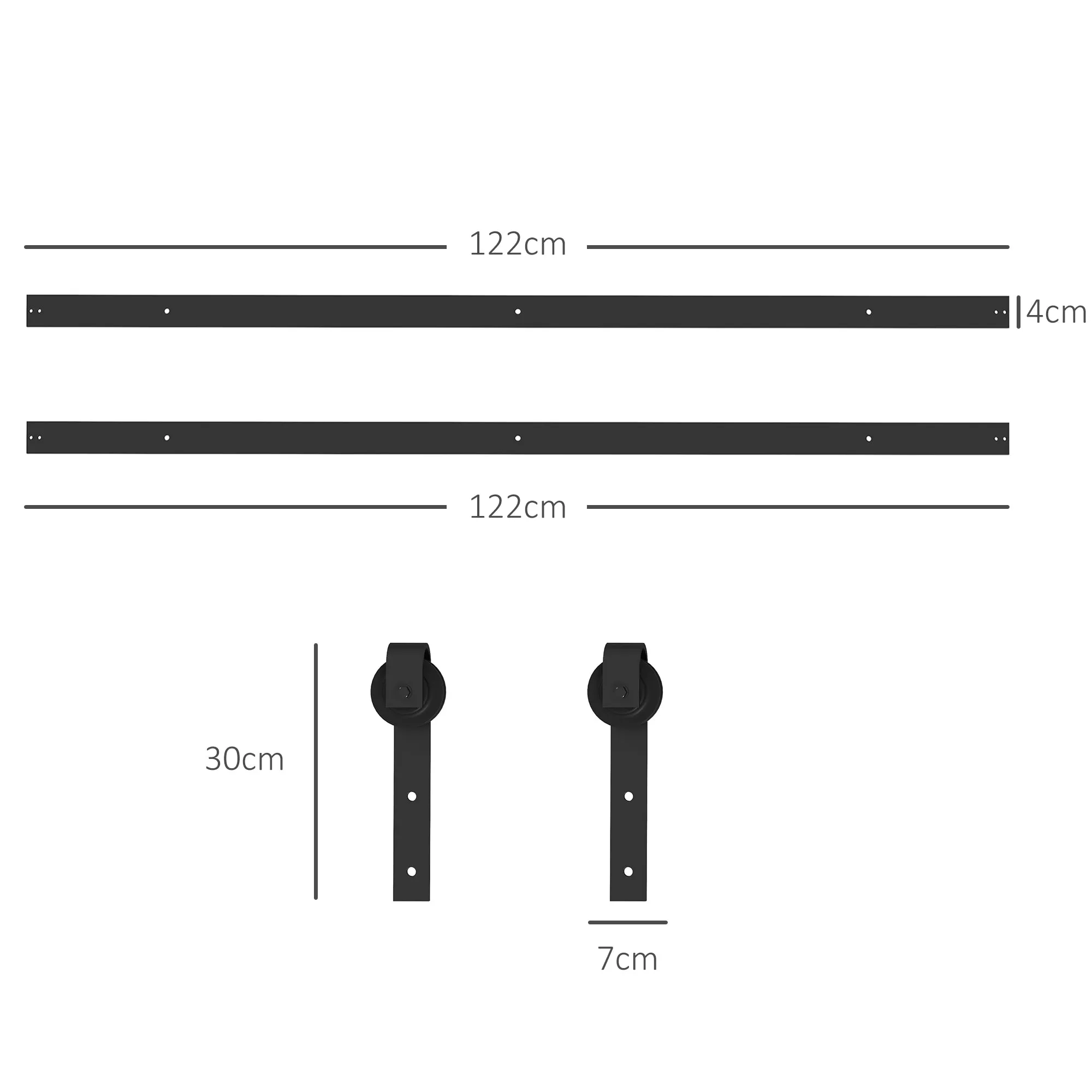 Sliding Door Kit 90kg max Space Saving in Carbon Steel with Accessories 244x0.5x4 cm, Black - Image 3