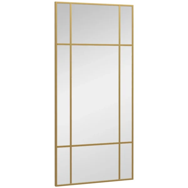 Window Style Wall Mirror with Vertical and Horizontal Mounting, 110x50cm, Gold