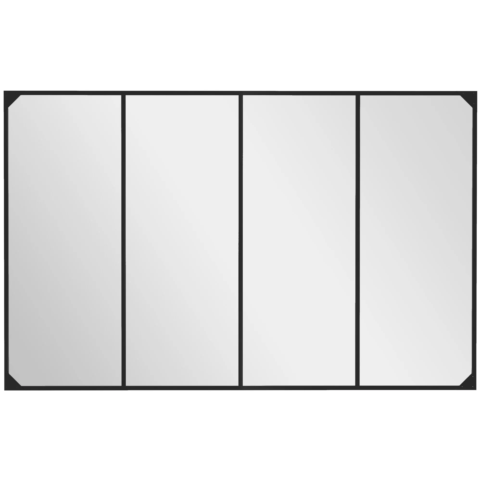 Industrial Style Wall Mirror with 4 Hooks, Multilayer Glass, Metal and MDF, 109x2x69 cm, Black