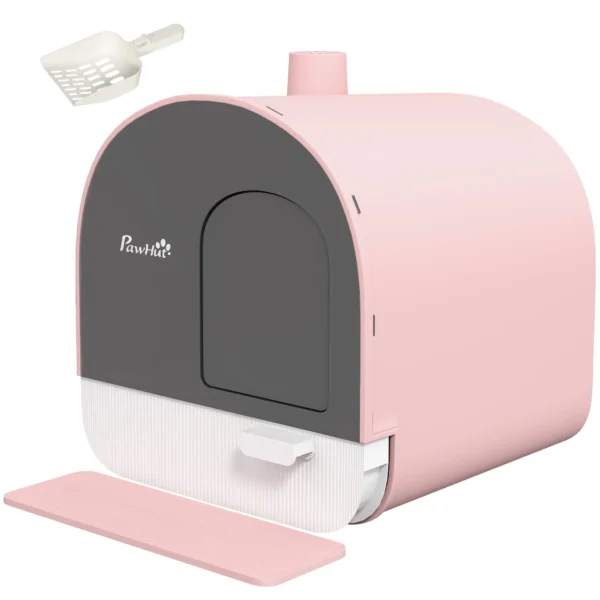 Closed Cat Litter Box with Filters, Scoop and Tray, PP Structure, 43x44x47cm, Pink
