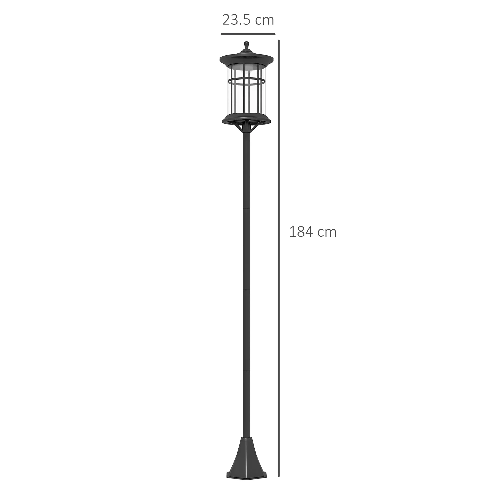 184cm Tall Solar Garden Lamp with Cool White LED Light and IP44, Black - Image 3