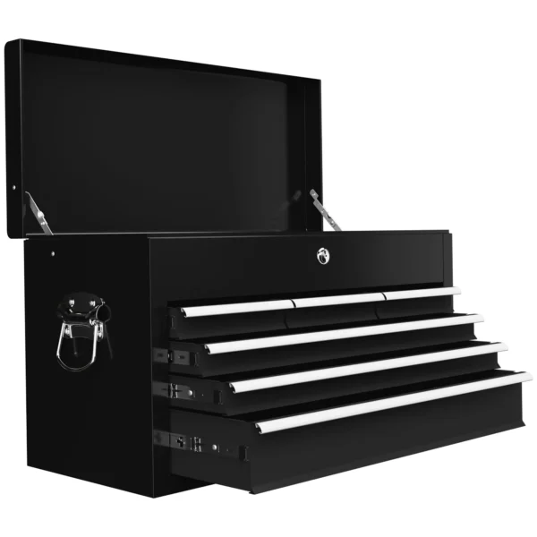 6 Drawer Steel Tool Chest with Lock, 60x26x34cm, Black