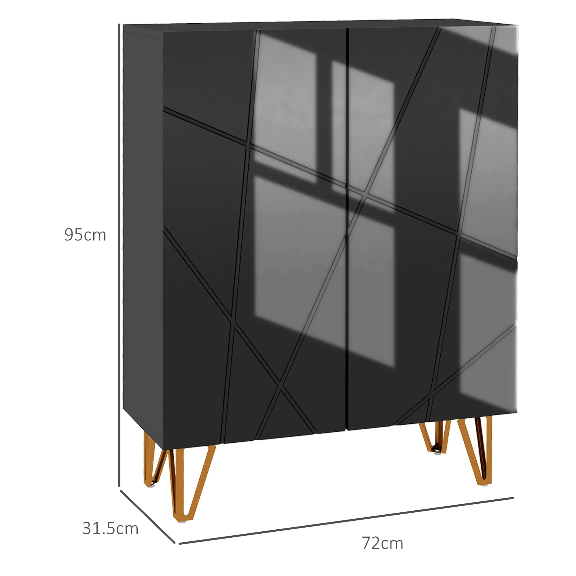 Modern Shoe Rack for 15-20 Pairs of Shoes, Adjustable Shelves and Soft Closing, Black - Image 3