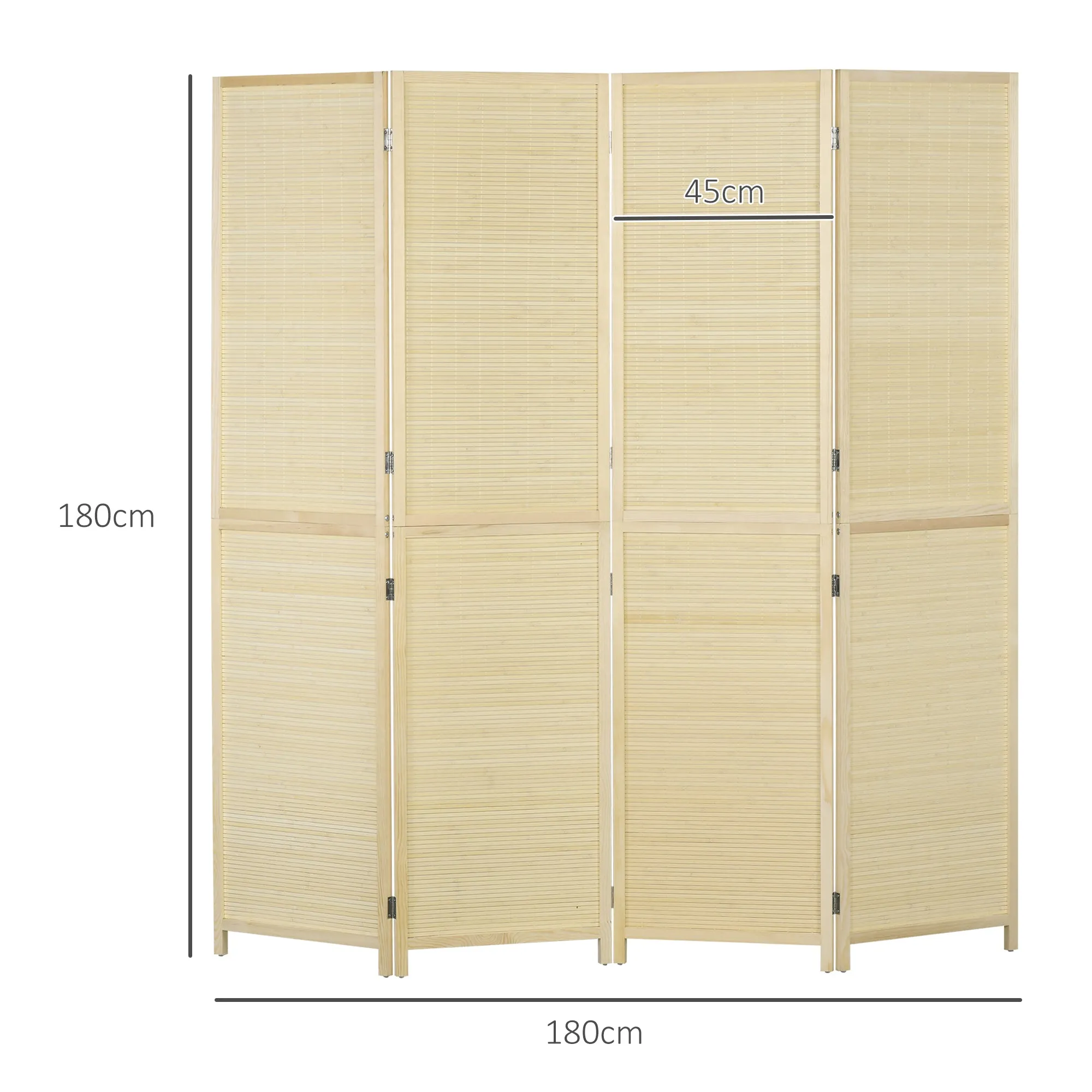 4-Panel Folding Room Divider, Bamboo Rattan Room Divider, 180x1.6x180cm - Image 3