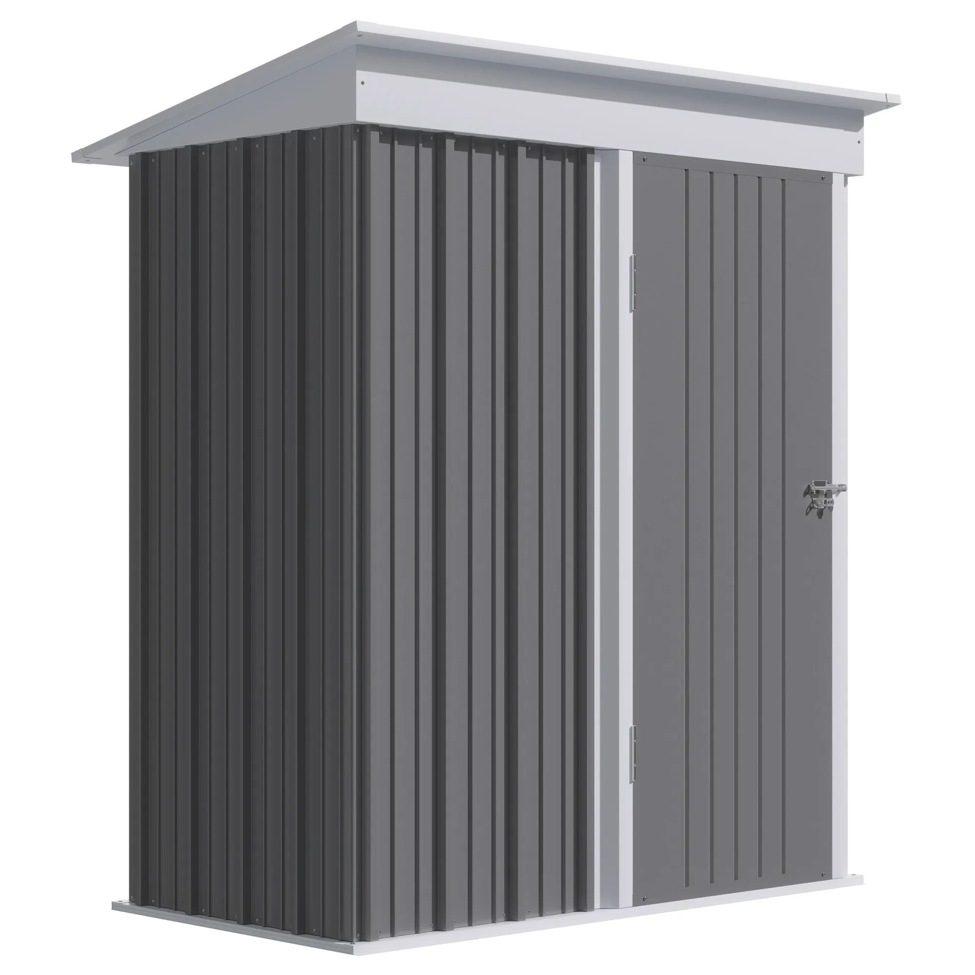 Steel Garden Storage Shed with Lockable Door, 161x95x163/181cm, Grey - Image 2