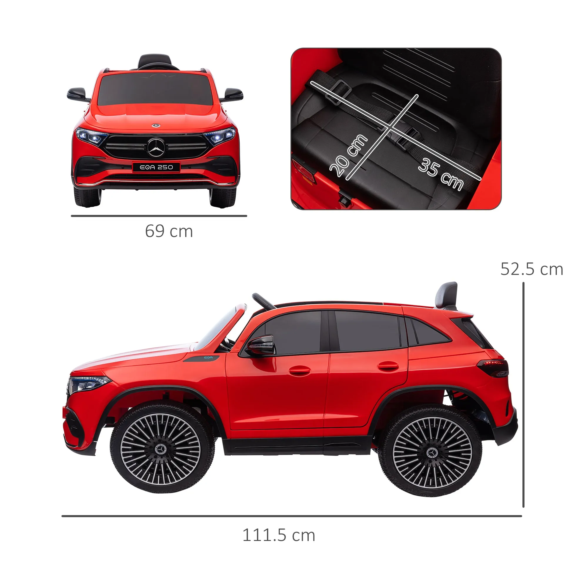 Electric Ride-On Car for Kids 3-8 Years with Remote Control, Headlights and Horn, Red and Black - Image 3