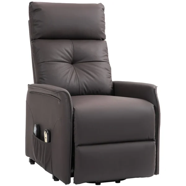 Lift and Recliner Relax Chair with 8 Massage Points and Heating, 2 Remote Controls, Brown