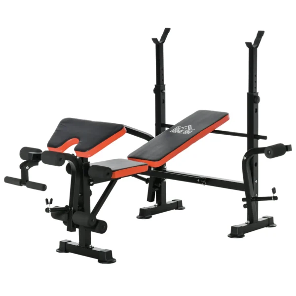 Weight Bench with Leg Developer Barbell Rack for Weight Lifting and Strength Training Multifunctional Workout Station for Home Gym Fitness