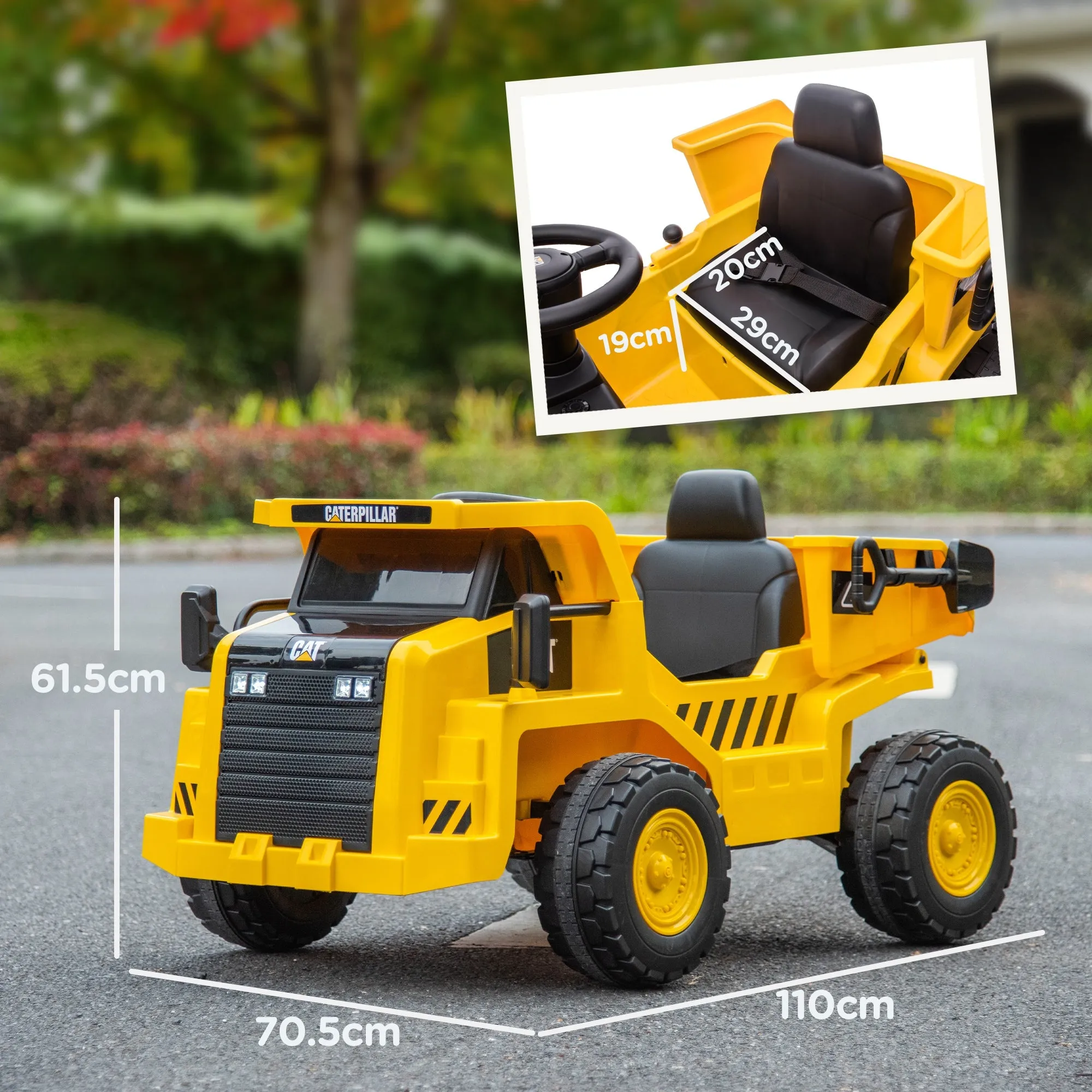 Caterpillar Licensed Toy Truck with Remote Control, Headlights, Bucket and Shovel, 110x70.5x61.5 cm, Yellow - Image 3