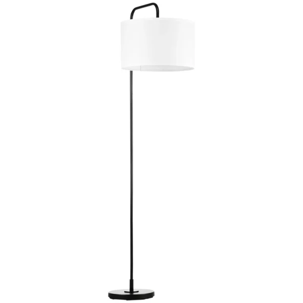 Modern Steel Floor Lamp with Linen Effect Fabric Lampshade, 64x38x163.5 cm, White and Black