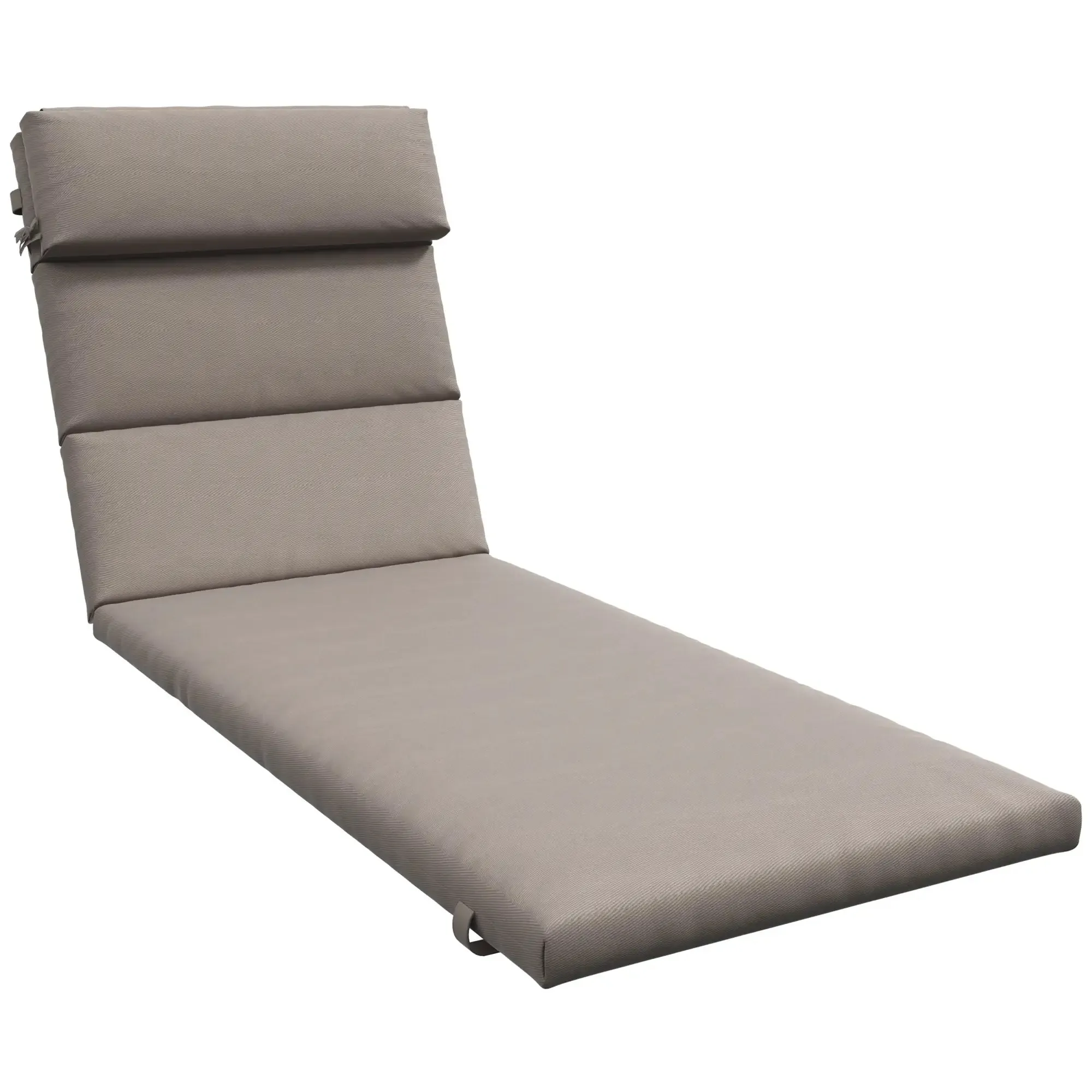Fabric Sun Lounger Cushion with Ties, Dark Grey