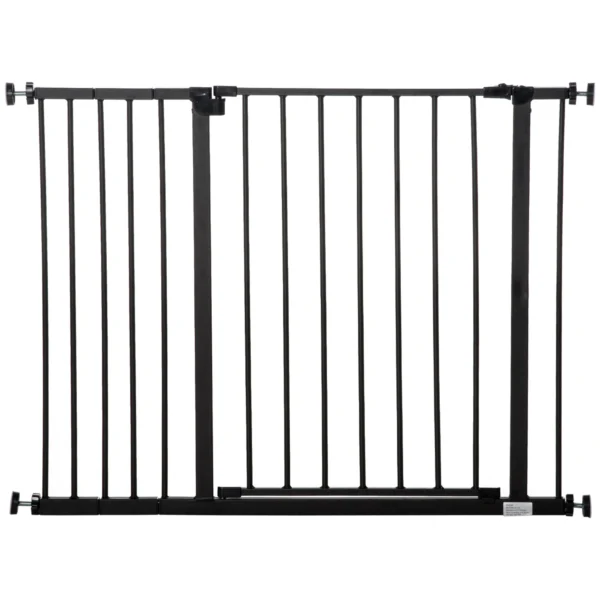 Extendable Dog Gate with Screws and Wide Opening, Metal and Plastic, 76-107x76 cm, Black 24