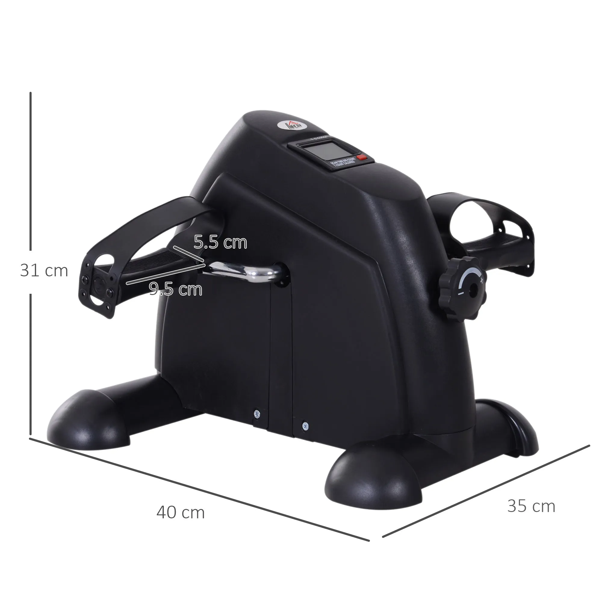 Mini Portable Exercise Bike for Leg Arms Training with LCD Display TPR, PP, Cast Iron Wheel 35 x 40 x 31 cm Black - Image 3