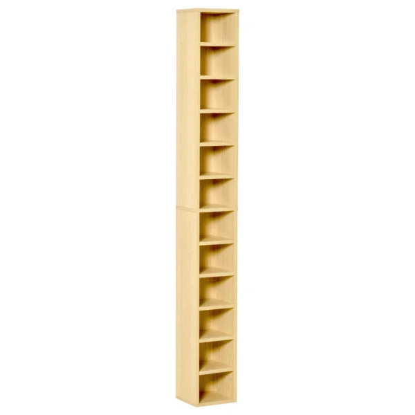 12-Tier CD Stand Bookcase for 204 CDs, in MDF and Chipboard, 21x20x175 cm, Wood color