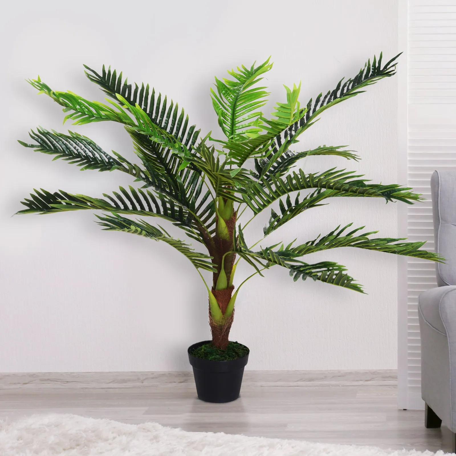 Artificial Plant Cycas Palm 123cm High for Indoor and Outdoor with Pot Included - Image 2