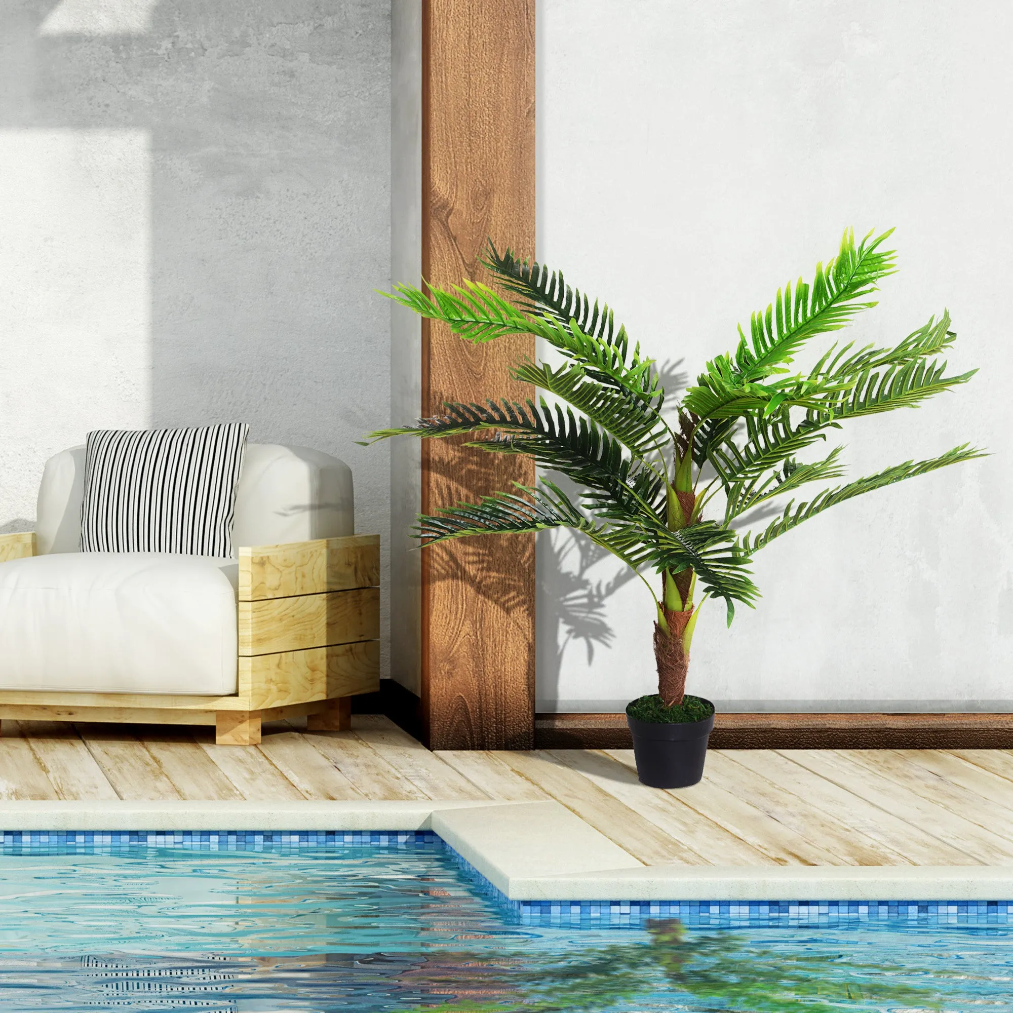 Artificial Plant Cycas Palm 123cm High for Indoor and Outdoor with Pot Included - Image 3