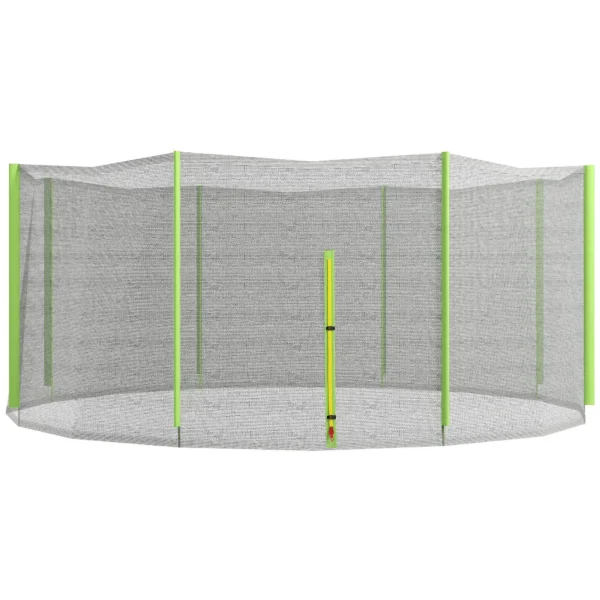 8-Pole Trampoline Safety Net with Zippered Entrance, PE, Ø366x180 cm, Black and Green