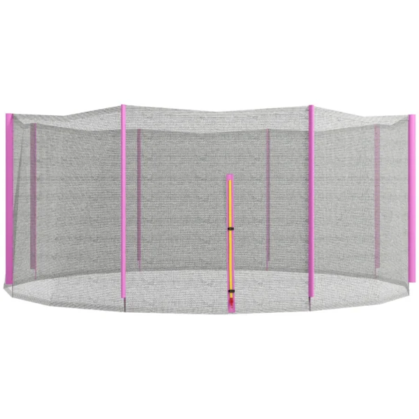 Trampoline Safety Net with Zippered Entrance, PE, Ø366x180 cm, Black and Pink