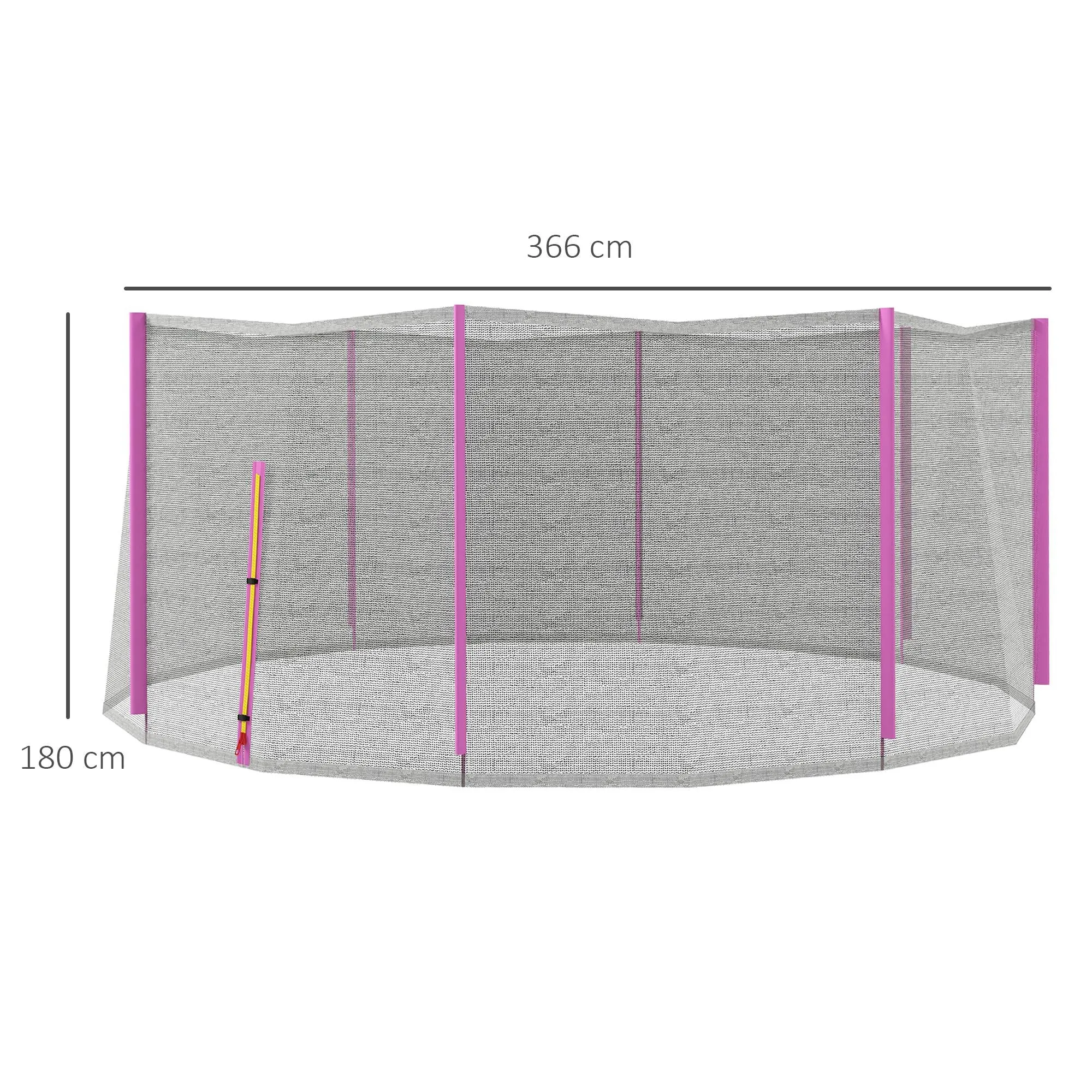 Trampoline Safety Net with Zippered Entrance, PE, Ø366x180 cm, Black and Pink - Image 3