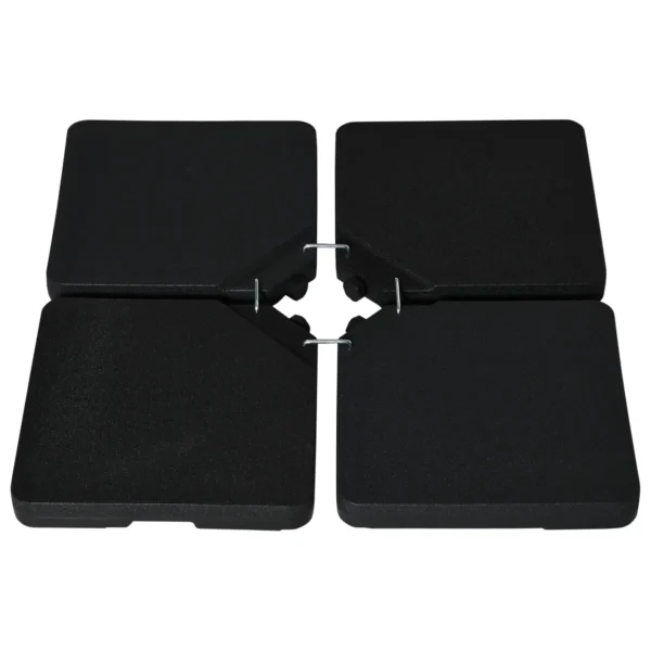 4-Piece Water or Sand Fillable Umbrella Base with Connection Hooks, Black