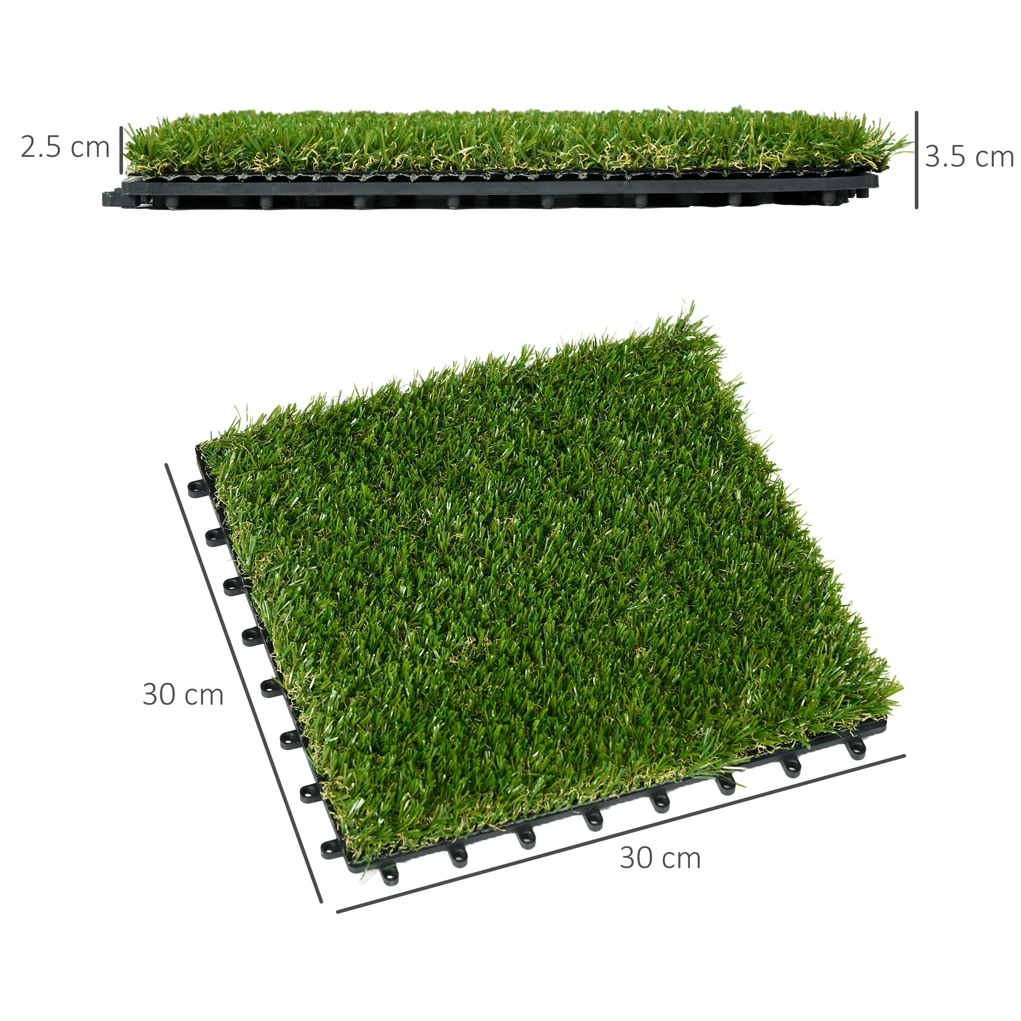 30x30cm 10 Pieces Artificial Grass Garden Tiles, Realistic Artificial Lawn, Green - Image 3