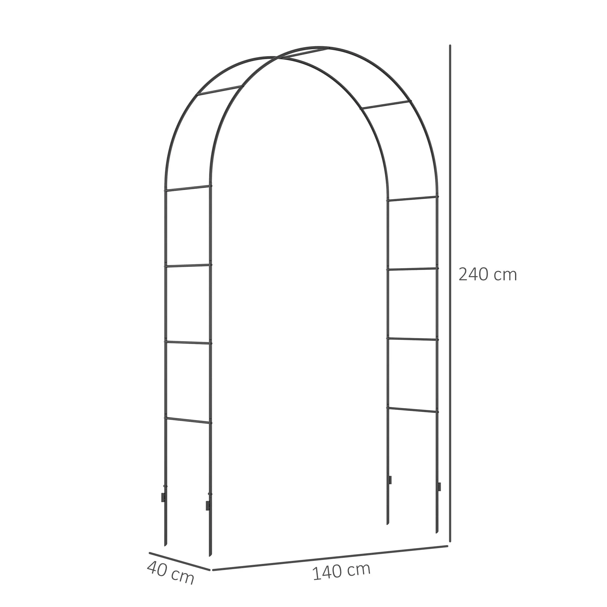 Metal Garden Outdoor Climbing Plant Arch, 140x40x240cm, Black - Image 3