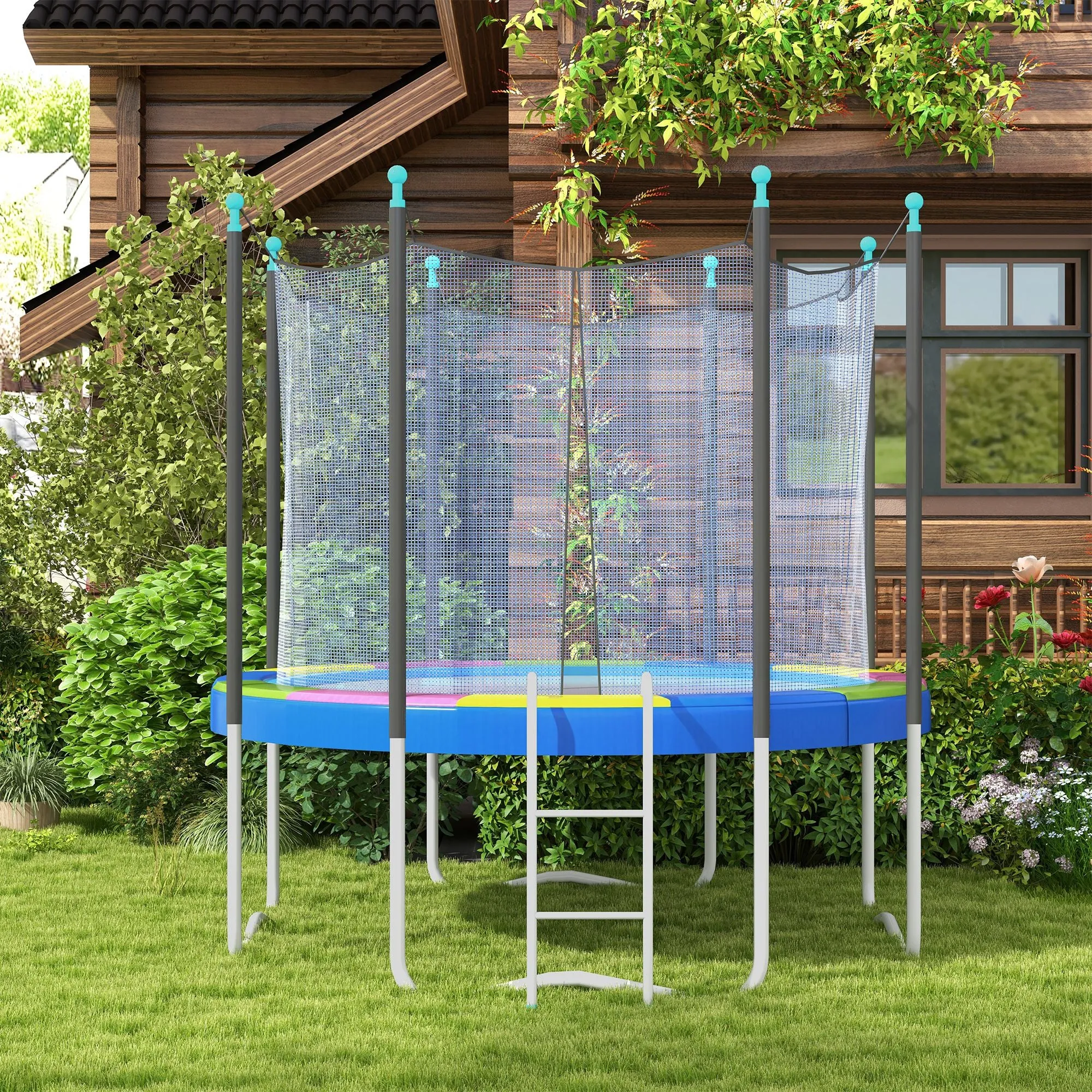 Trampoline Cover Ø366x30 cm Foldable and Portable, in Plastic, PE and Foam, Multicolor - Image 2