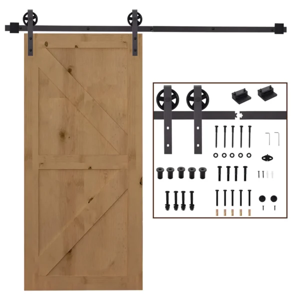Sliding Door Kit 100kg max in Steel with Track, Hooks, Stoppers, Screws and Bolts, 183x4x0.6 cm